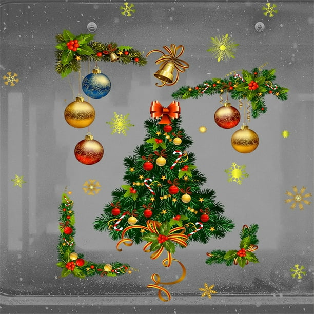 Merry Christmas Window Wall Sticker Decals Santa Claus Snowflake Home Xmas Decor